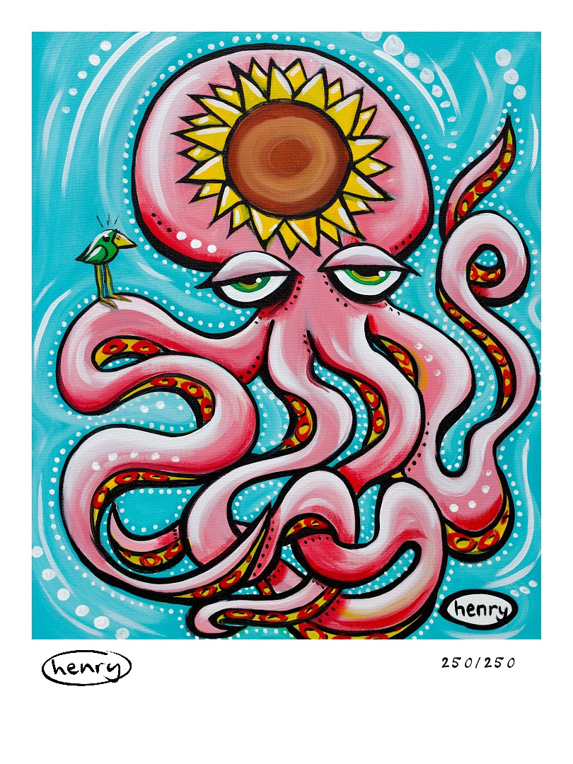 Octopus with Sunflower (LIMITED EDITION) hand-signed, numbered Giclee Print