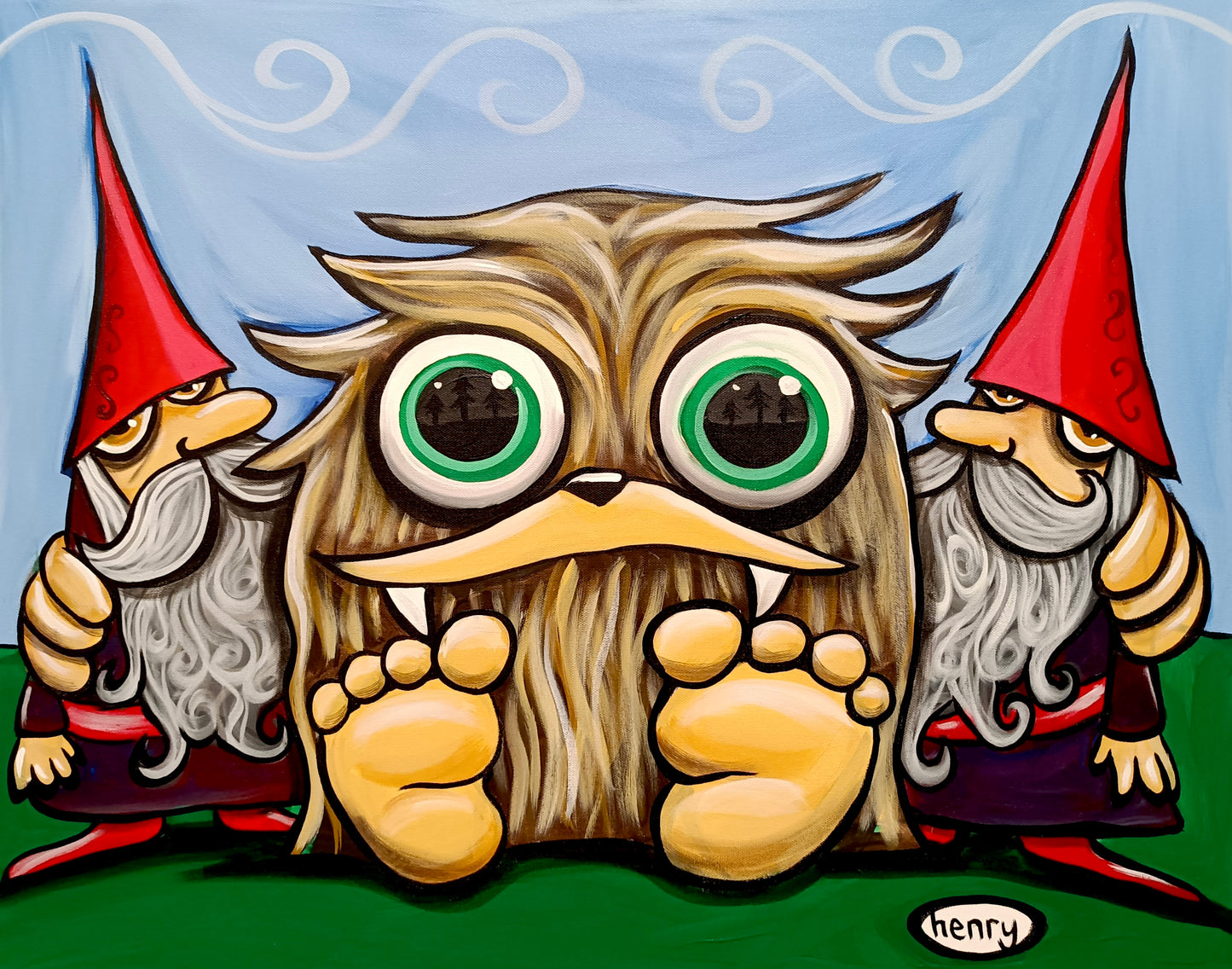 Baby Sasquatch with Gnomes - Canvas