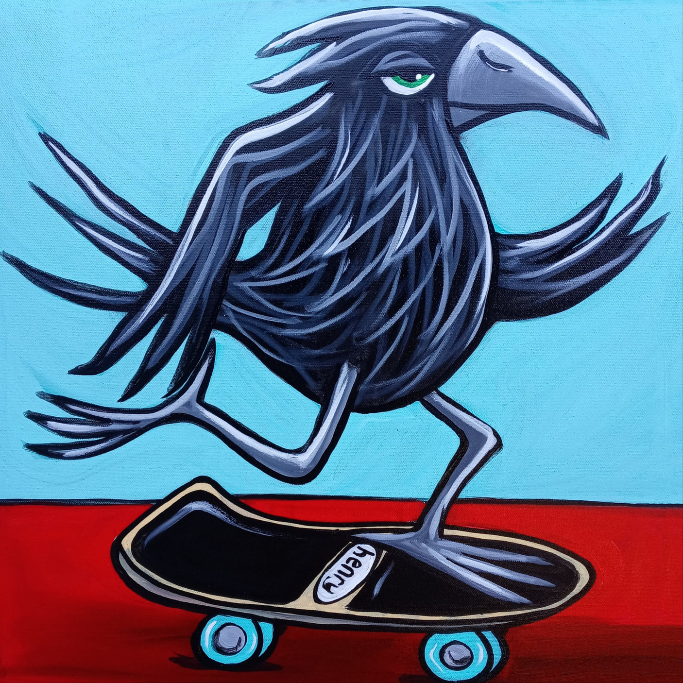 Crow Skater Framed Poster - Wall Art with Durable Pine Frame