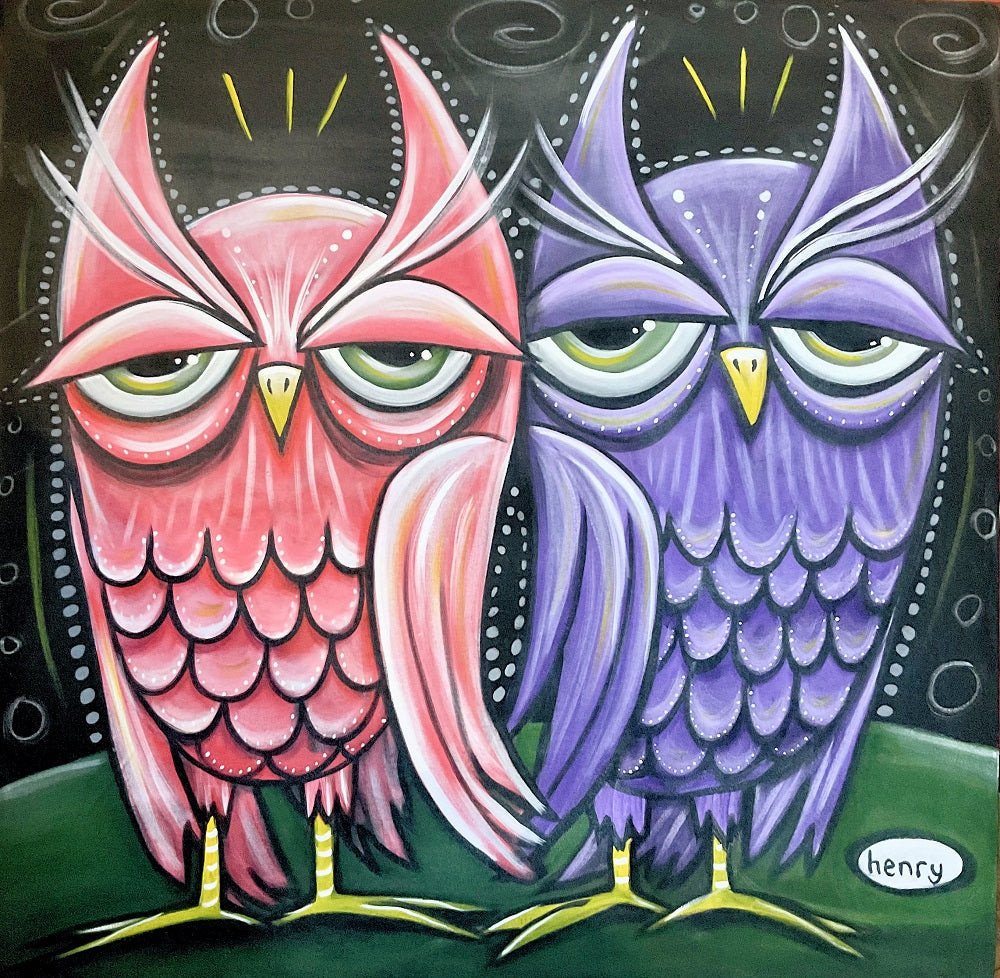 Two Sleepy Owls - Canvas Print