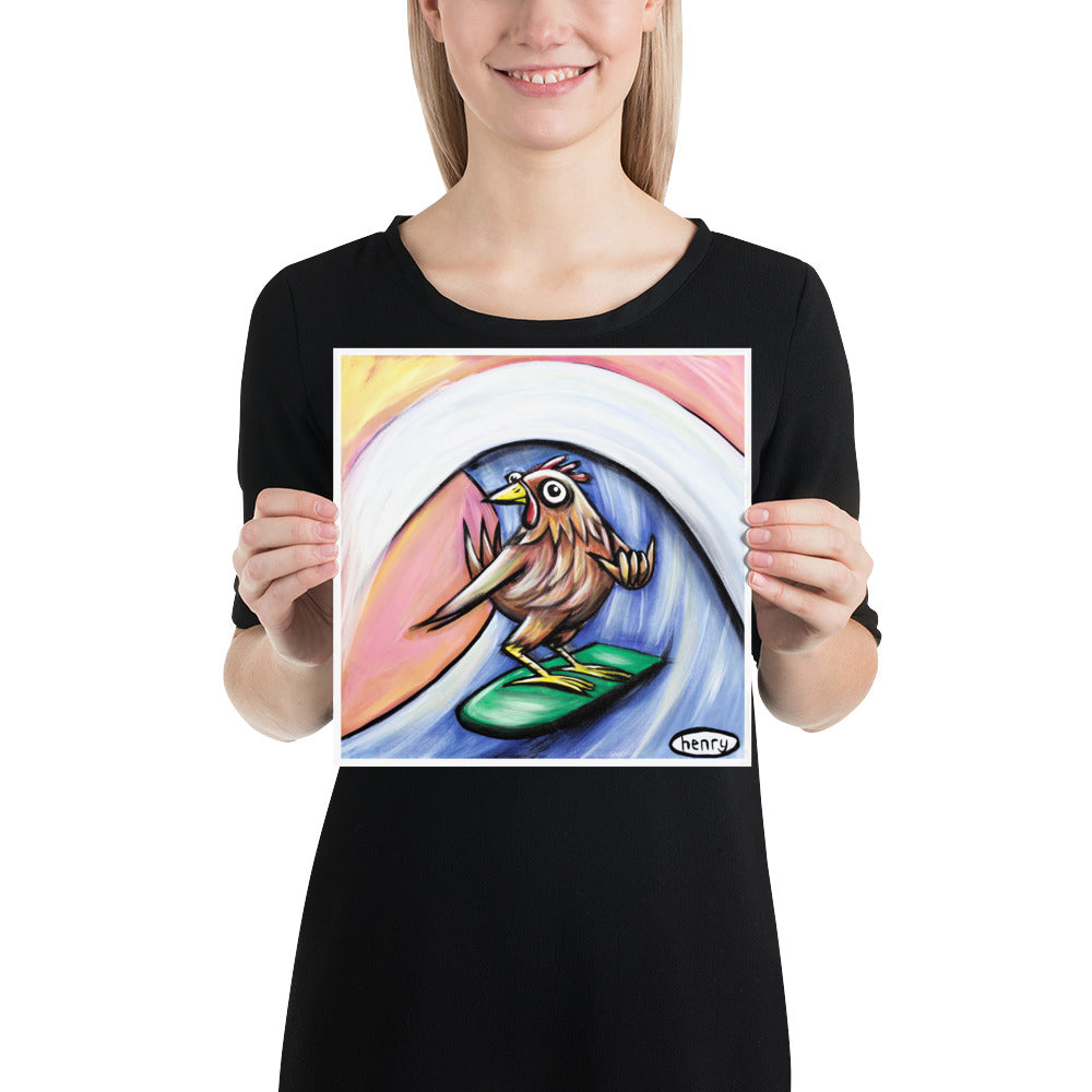 Rooster Hang Loose Surfing - Henry Print - Art of Henry
