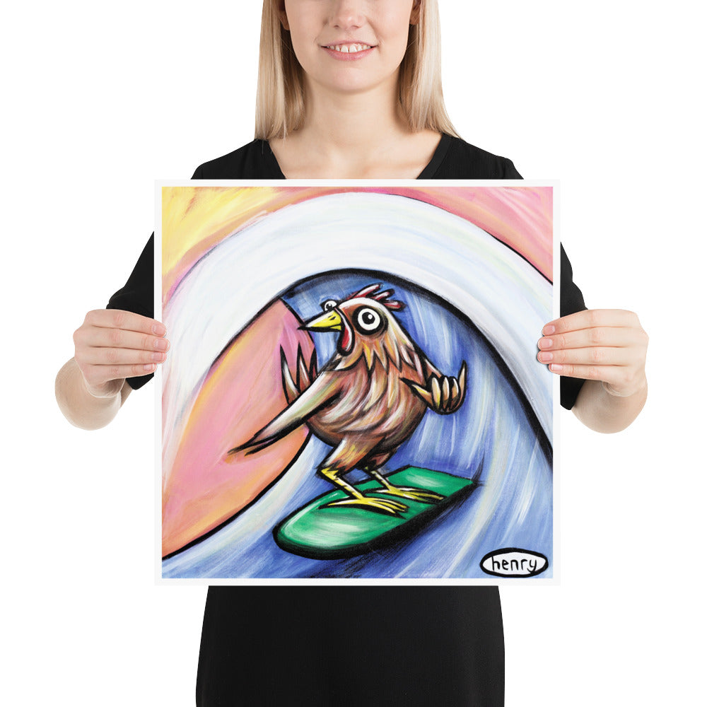 Rooster Hang Loose Surfing - Henry Print - Art of Henry