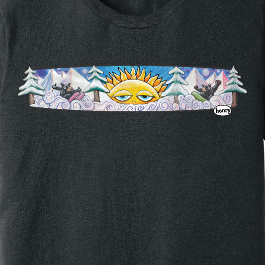 Bears Hitting the Slopes Youth Dark Heathered Gray T-Shirt | Wearable Art by Seattle Mural Artist Ryan "Henry" Ward