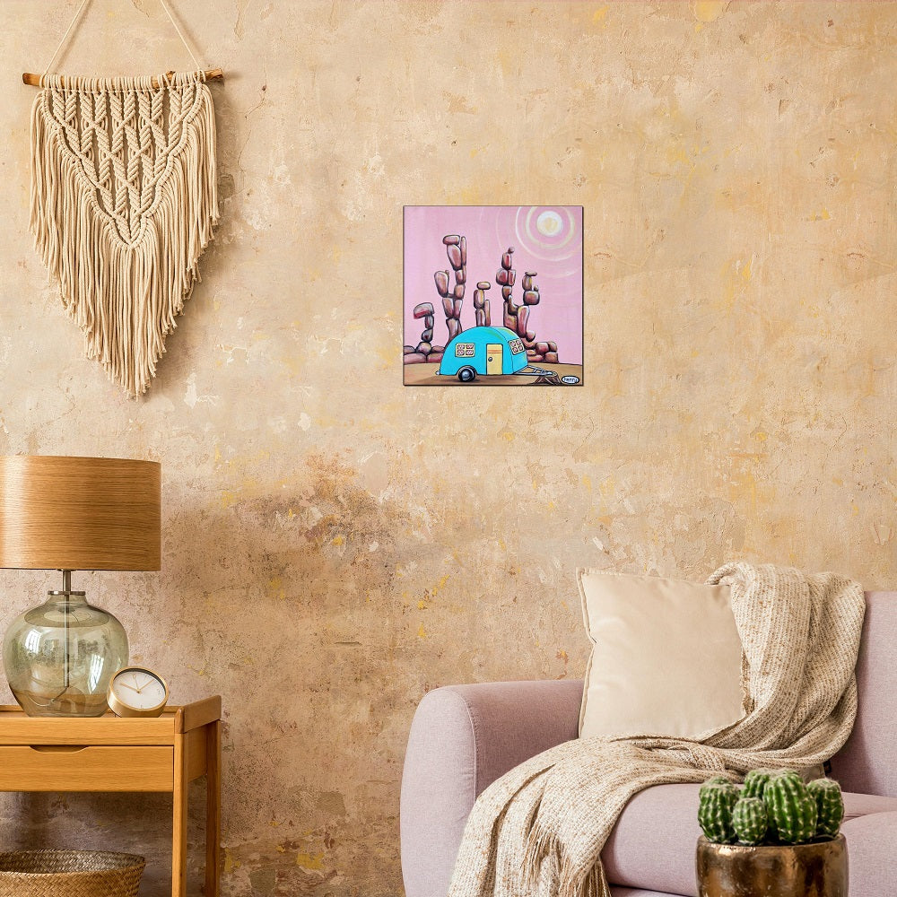 Camper in the Desert Canvas Giclee Print Featuring Original Art by Seattle Mural Artist Ryan Henry Ward