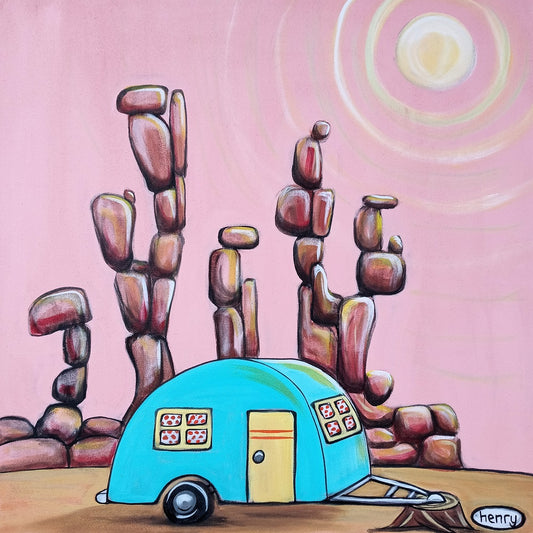Camper in the Desert - Canvas Print
