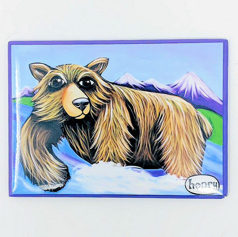 Grizzly Fishing Magnet  Art by Seattle Artist Ryan Henry Ward