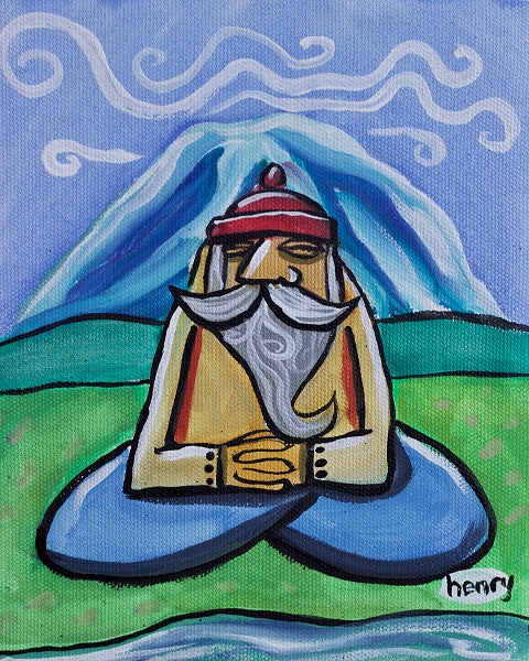 Mountain Man Meditation Canvas Giclee Print Featuring Original Art by Seattle Mural Artist Ryan Henry Ward