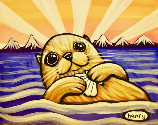 Otter with Clam Canvas Print - Art of Henry