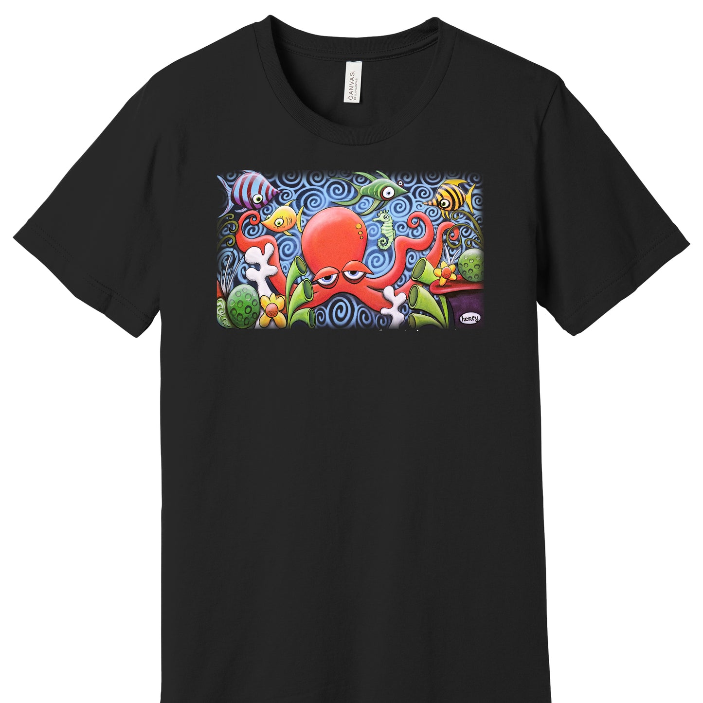 Quadrapus and Friends | Adult Unisex Black T-Shirt  | Wearable Art by "Henry"