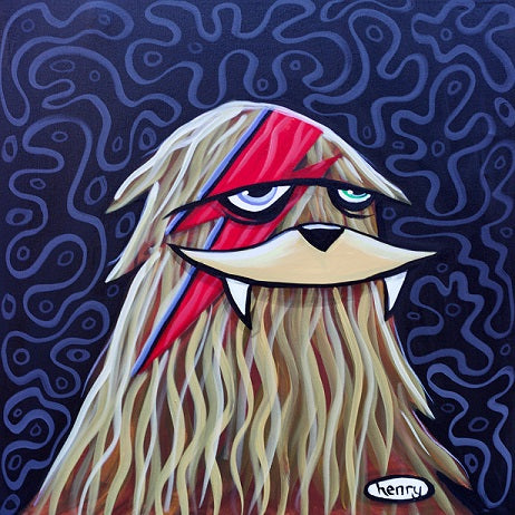 Sasquatch with Bowie Bolt Canvas Giclee Print Featuring Original Art by Seattle Mural Artist Ryan Henry Ward