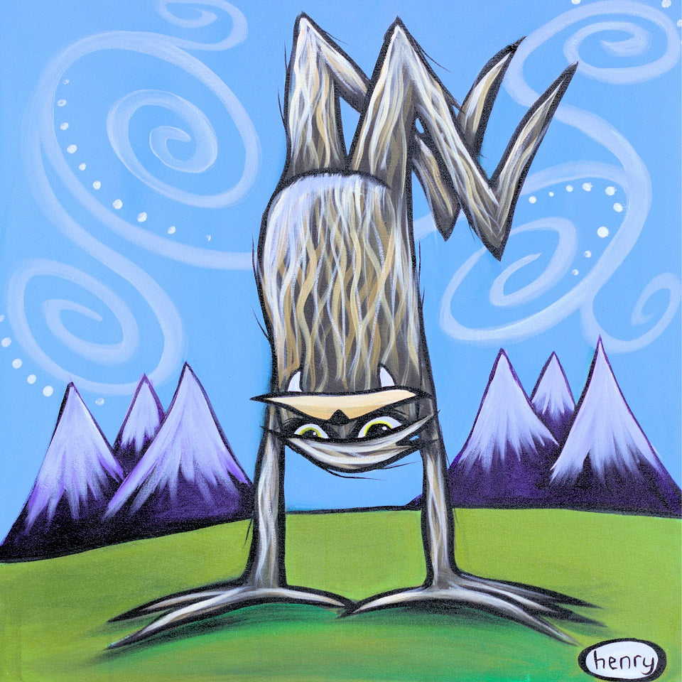 Sasquatch Handstand Canvas Giclee Print Featuring Original Art by Seattle Mural Artist Ryan Henry Ward