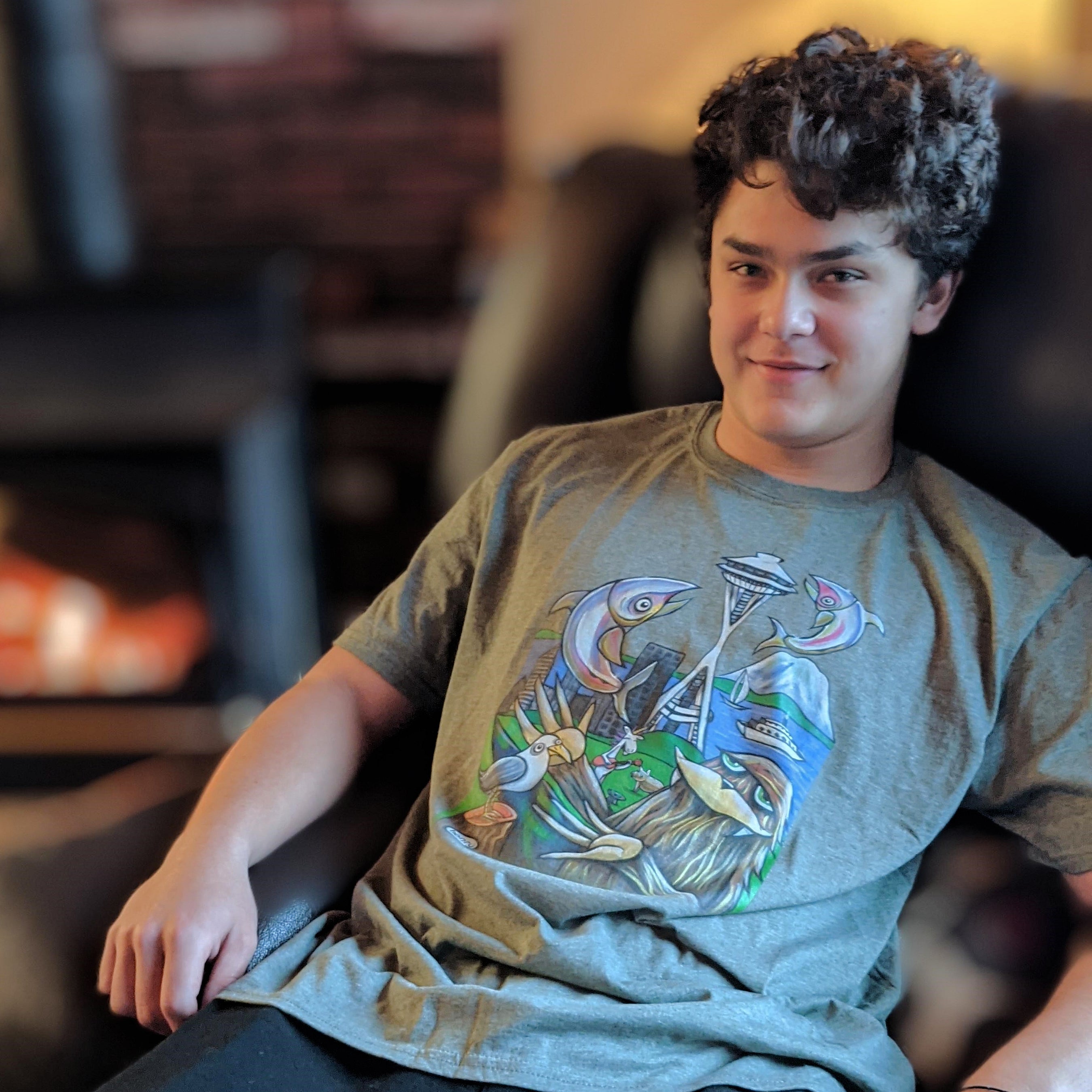 Space Needle Seattle Unisex T-Shirt | Wearable Art by Seattle Mural Artist Ryan