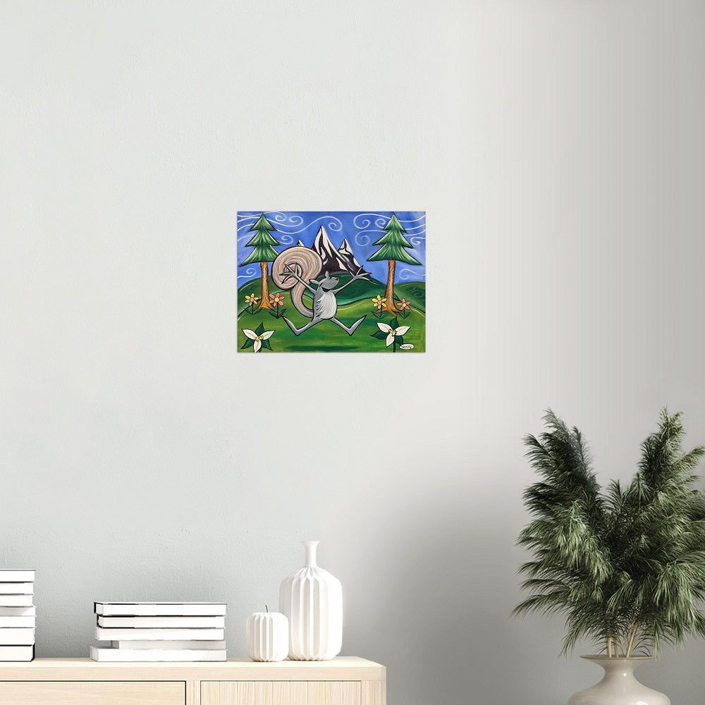 Squirrel Joyfulness Giclee Print Art Poster for wall decor features Original Painting by Seattle Mural Artist Henry