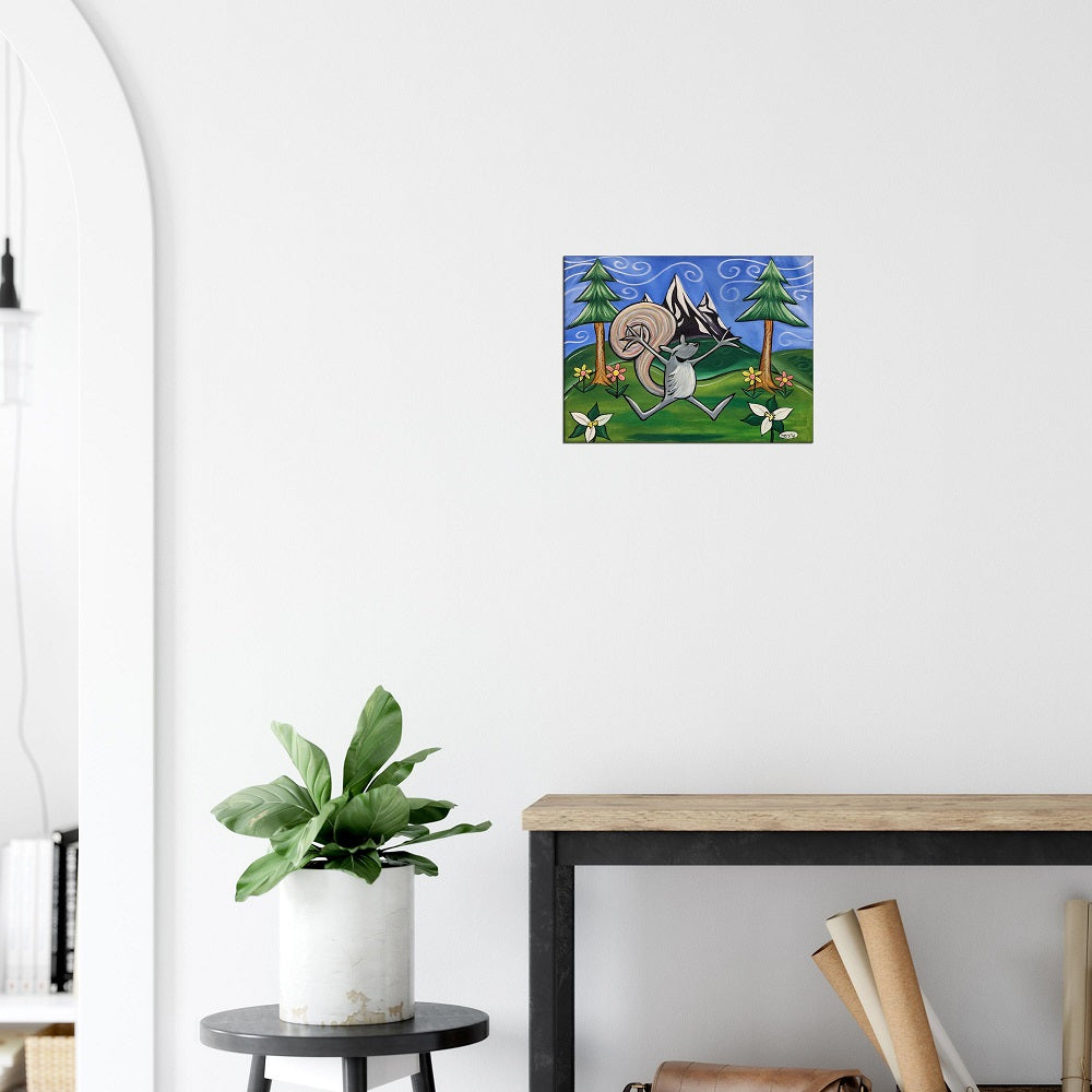 Squirrel Joyfulness Canvas Giclee Print Featuring Original Art by Seattle Mural Artist Ryan Henry Ward