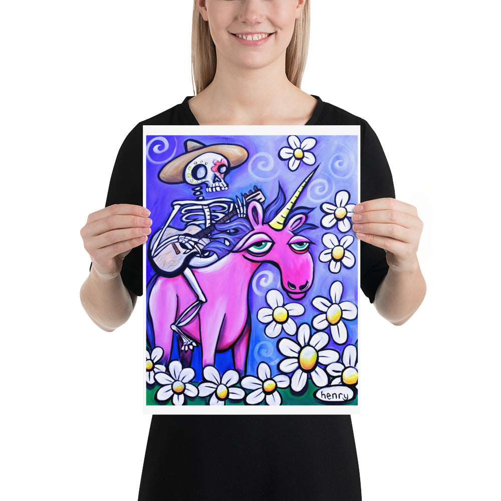 Skeleton Cowboy on Unicorn - Henry Print - Art of Henry