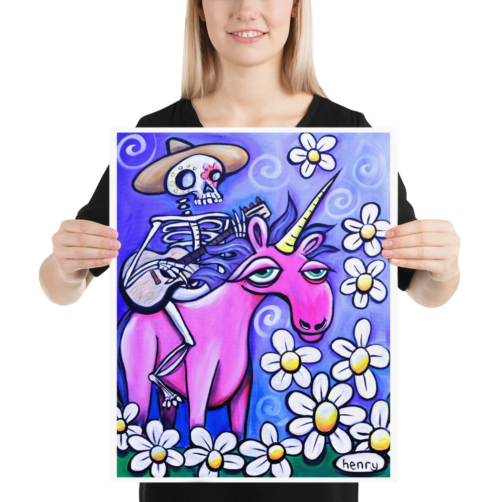 Skeleton Cowboy on Unicorn - Henry Print - Art of Henry
