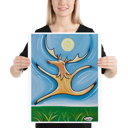 Wapiti Dance Giclee Print Art Poster for wall decor features Original Painting by Seattle Mural Artist Henry