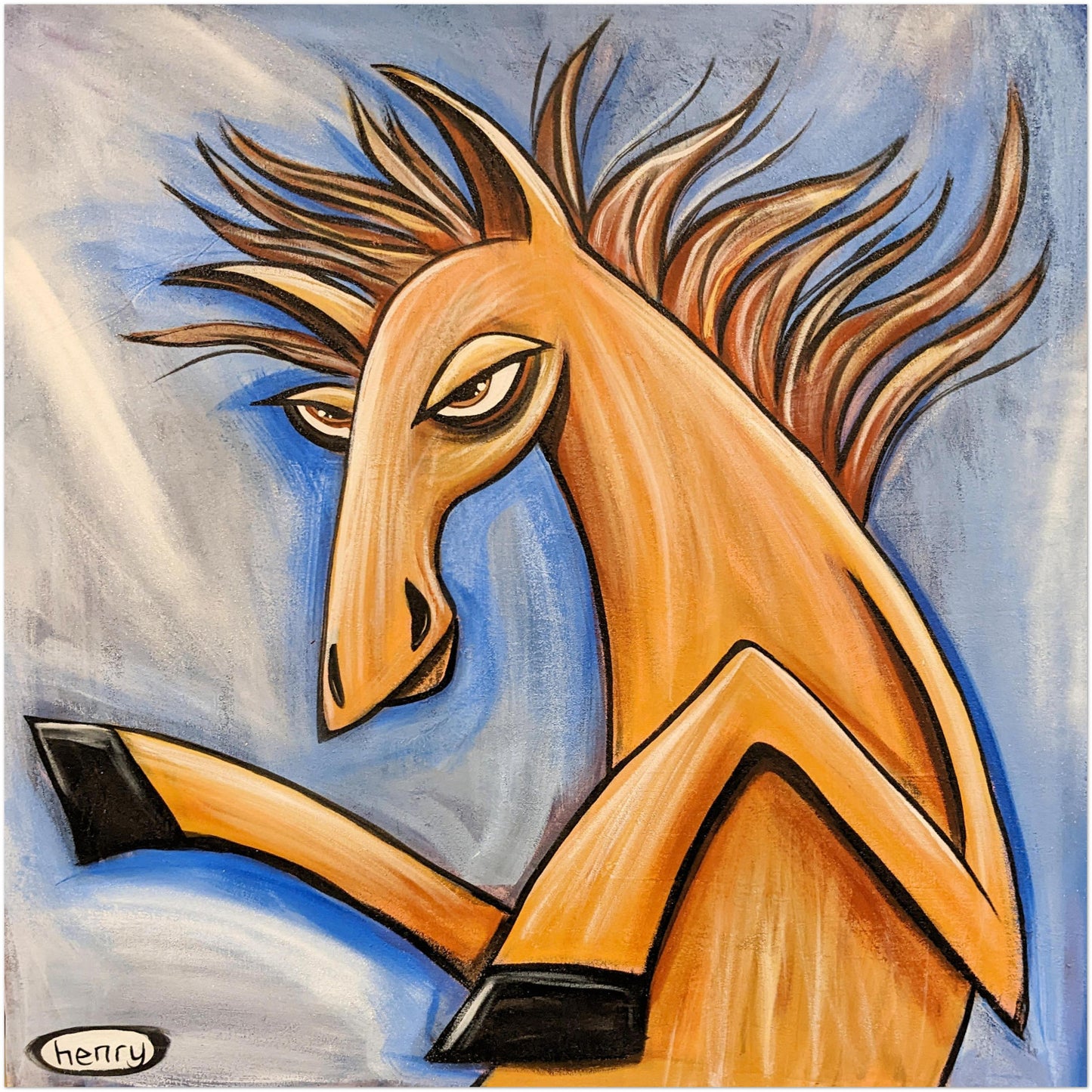 Horsing Around Giclee Print Art Poster for wall decor features Original Painting by Seattle Mural Artist Henry