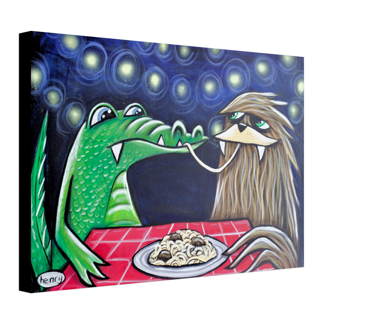 Sasquatch and the Alligator Canvas Giclee Print Featuring Original Art by Seattle Mural Artist Ryan Henry Ward