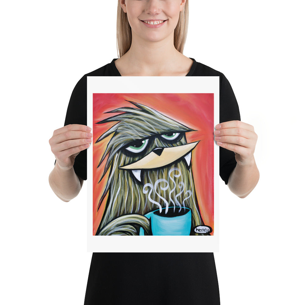 Sasquatch with Coffee Poster