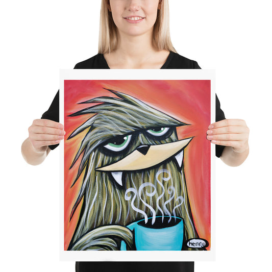 Sasquatch with Coffee Poster