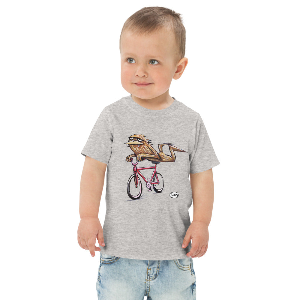 Sasquatch Riding a Bike | Light Heather Gray Toddler T-Shirt