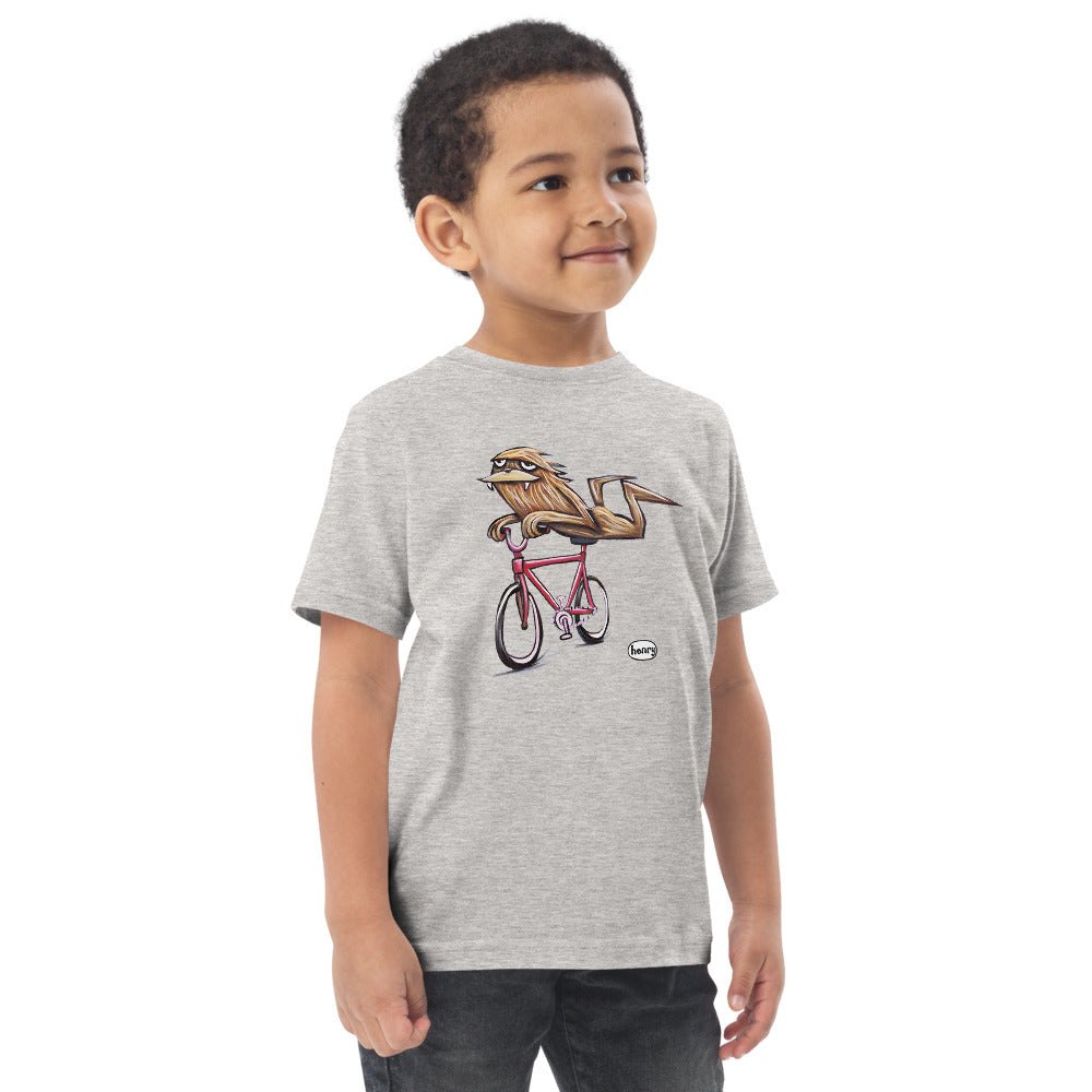 Sasquatch Riding a Bike | Light Heather Gray Toddler T-Shirt