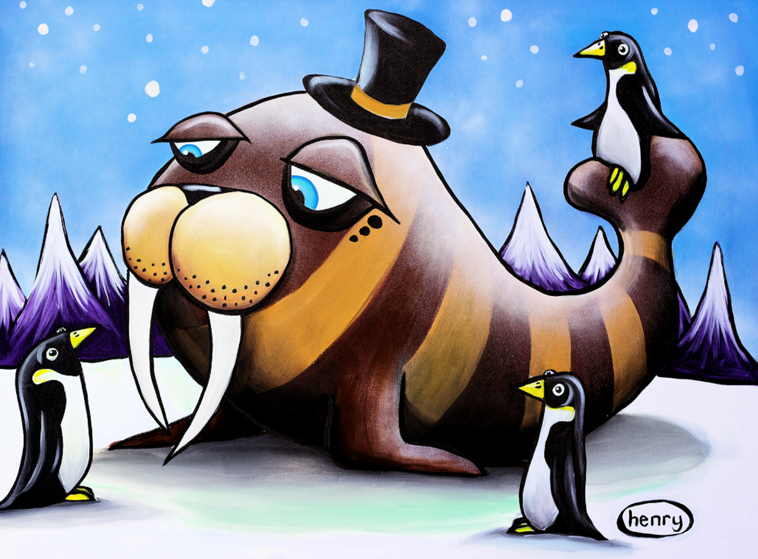 Walrus in a Top Hat Canvas Print - Art of Henry