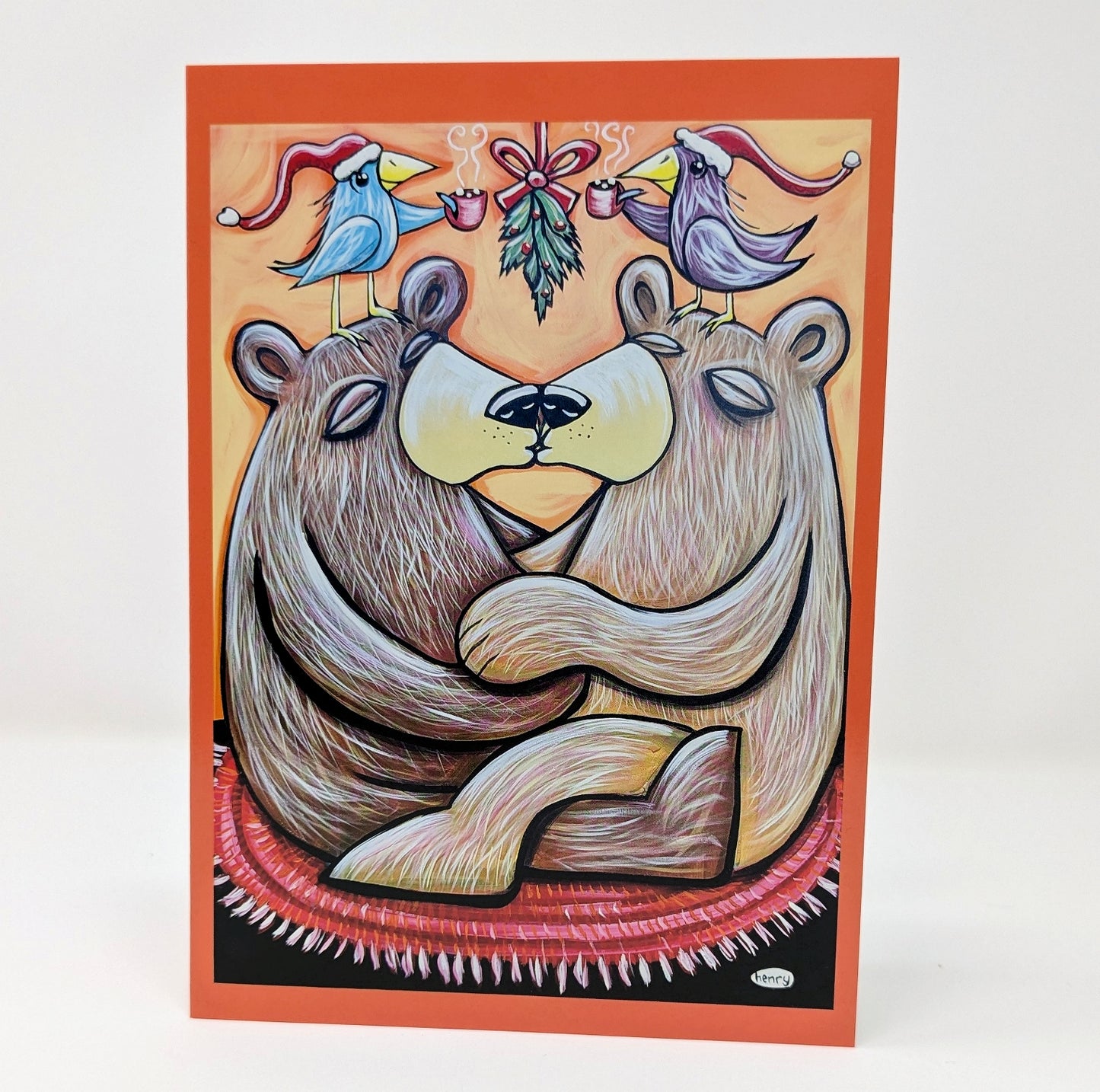 Bears Kissing Under the Mistletoe Christmas Greeting Cards - 6 pack