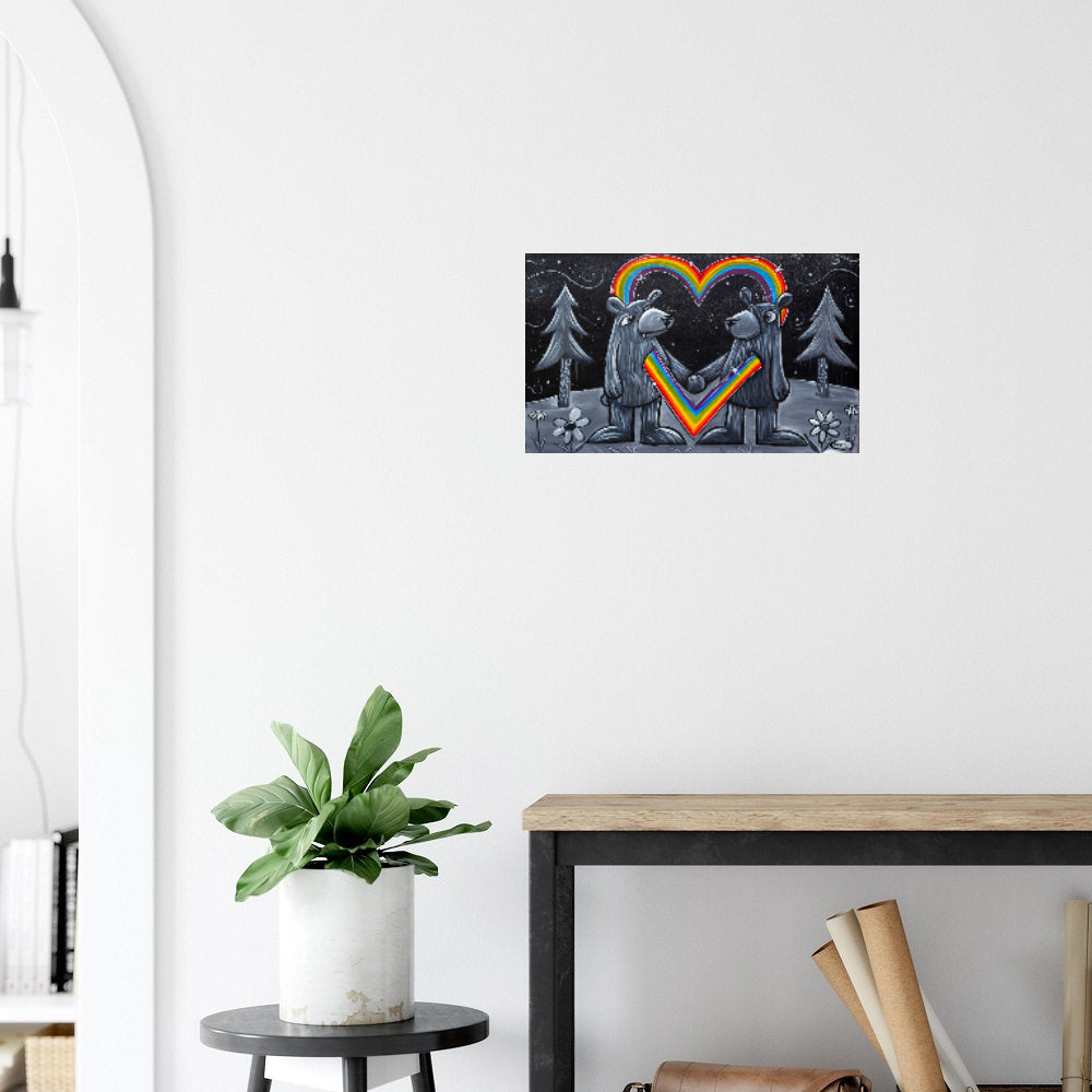 Bear Love Canvas Giclee Print Featuring Original Art by Seattle Mural Artist Ryan Henry Ward