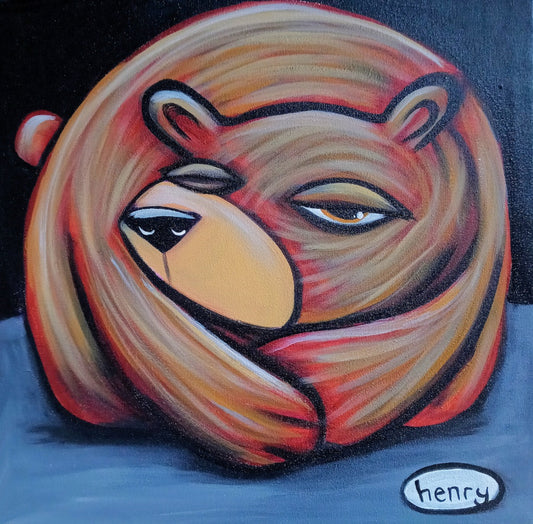 Bear Hibernation - Framed Canvas Print
