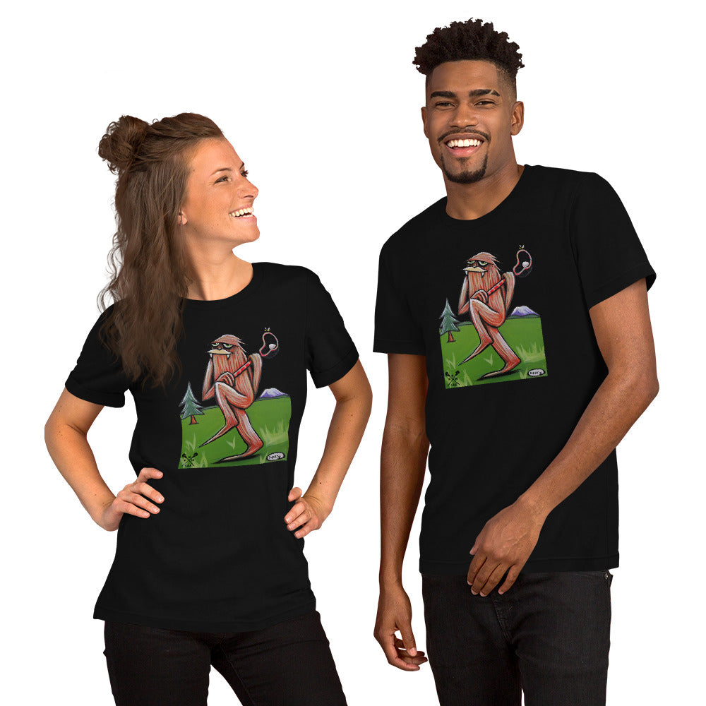 Sasquatch Lacrosse| Unisex T-Shirt Featuring the art of Ryan "Henry" Ward