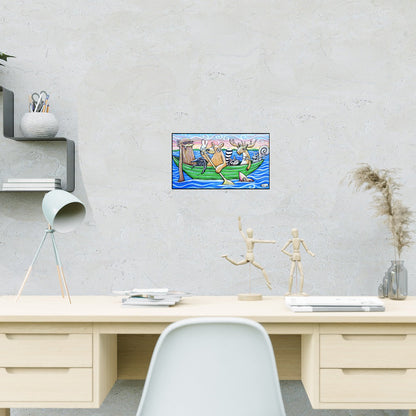 Boat Full of Critters Canvas Giclee Print Featuring Original Art by Seattle Mural Artist Ryan Henry Ward
