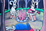 Camping Rabbits Framed Poster - Wall Art with Pine Wood Frame & Matte Finish