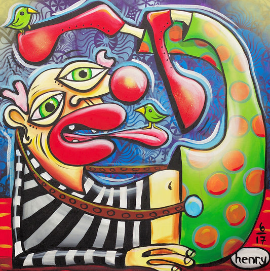 Clowning Around in a Box - Framed Canvas Print
