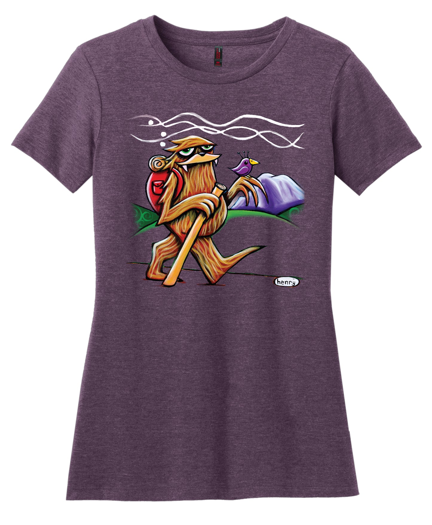 Sasquatch Hiking | Feminine Cut T-Shirt | Wearable Art by "Henry"