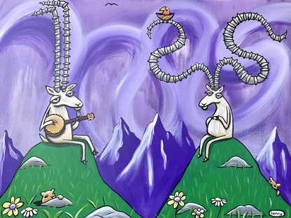 Goat Serenade - Mounted Framed Poster