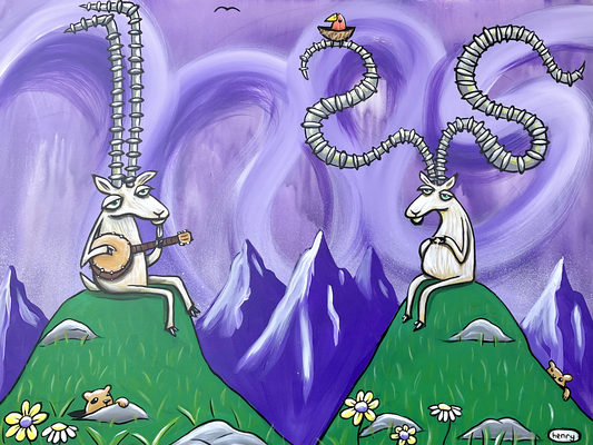 Goat Serenade - Mounted Framed Poster