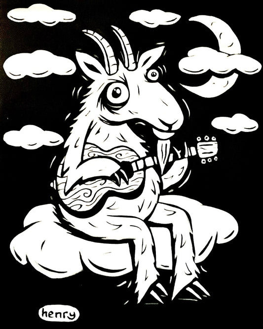Goat in the Clouds Canvas Giclee Print Featuring Original Art by Seattle Mural Artist Ryan Henry Ward