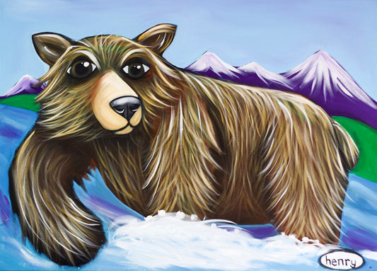 Grizzly Fishing - Framed Canvas Print