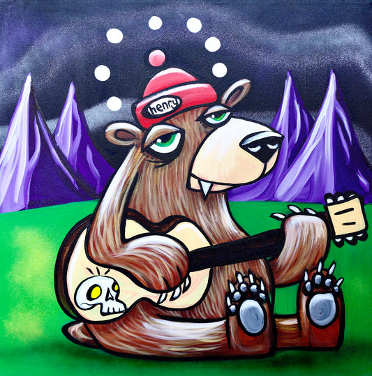 Guitar Bear - Framed Canvas Print