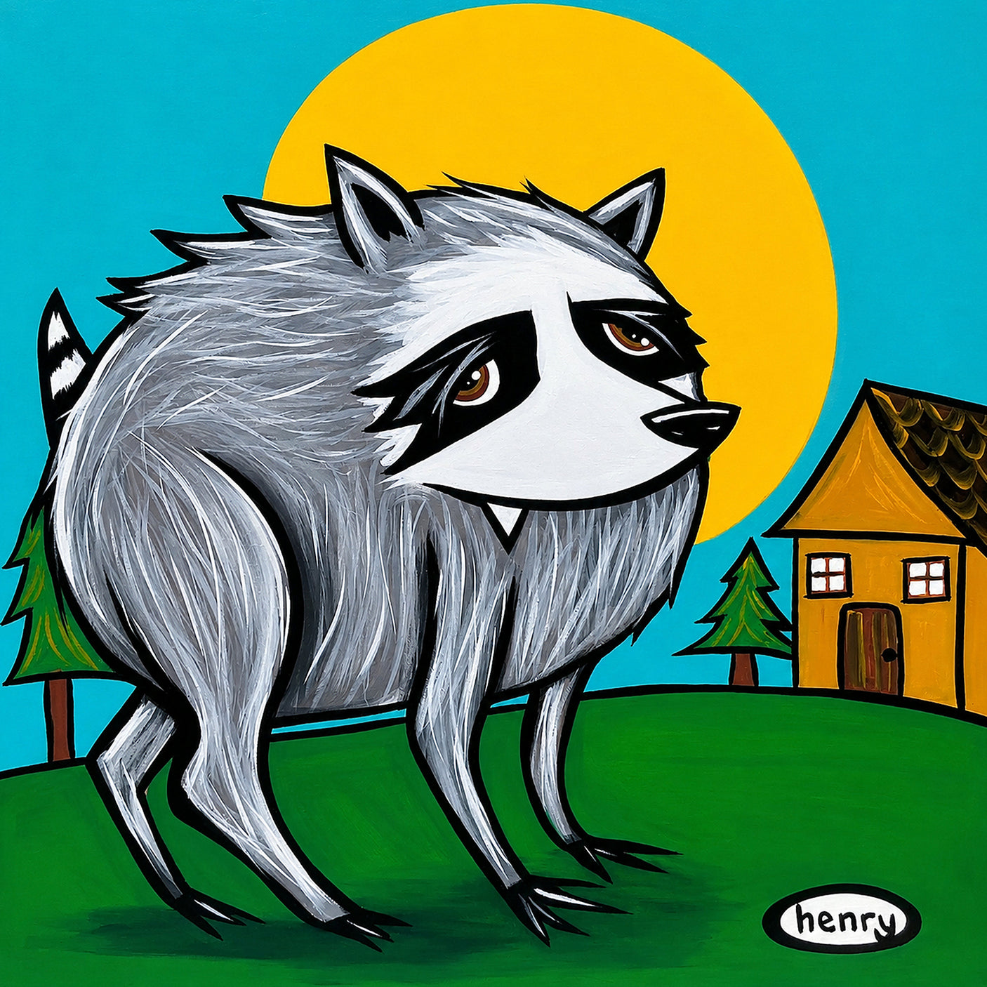 Jimothy the Seattle Raccoon Portrait Canvas Wall Art