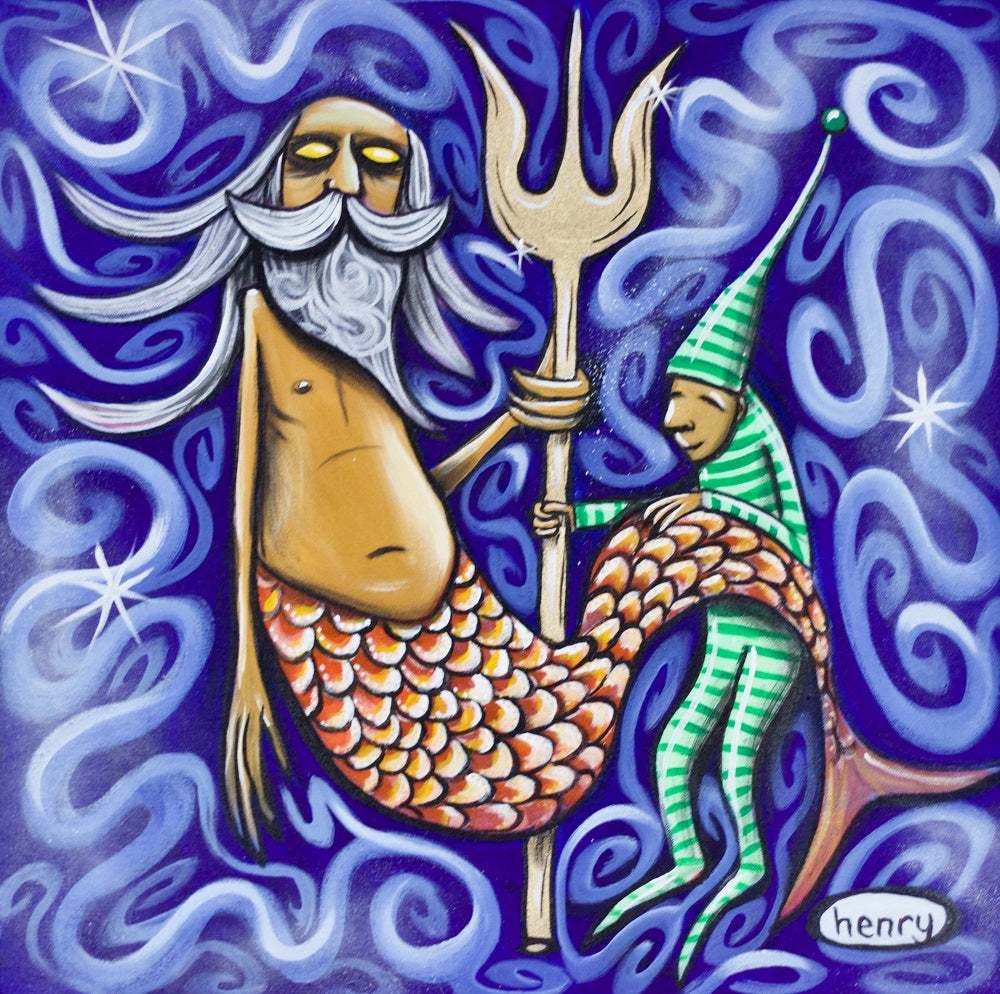 Merman Canvas Giclee Print Featuring Original Art by Seattle Mural Artist Ryan Henry Ward