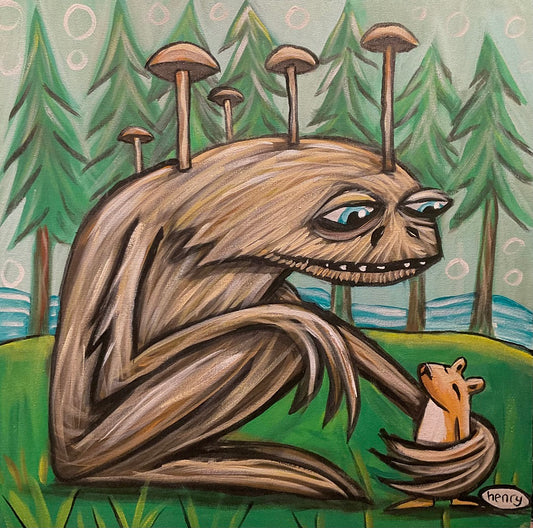 Mushroom Man Canvas Giclee Print Featuring Original Art by Seattle Mural Artist Ryan Henry Ward