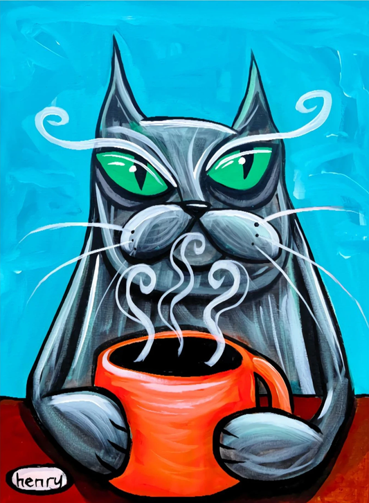 Old Coffee Cat - Canvas Print
