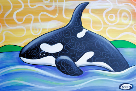 Orca - Framed Canvas Print