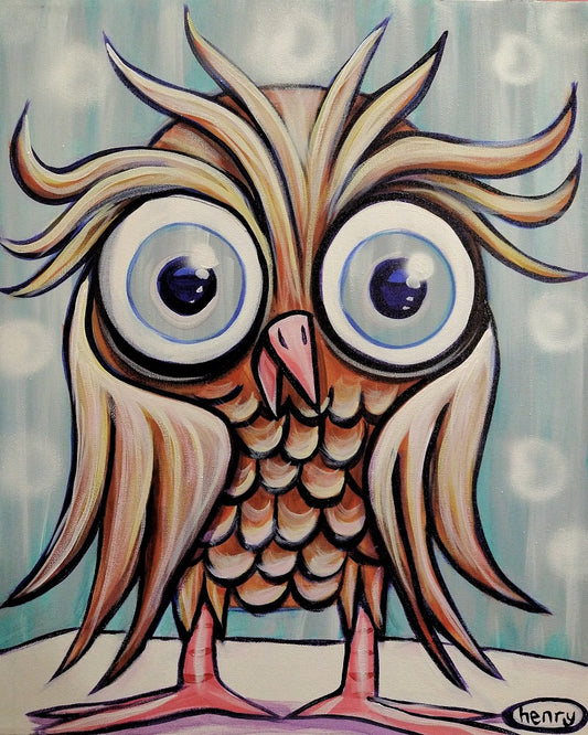 Owl Excitement - Framed Canvas Print