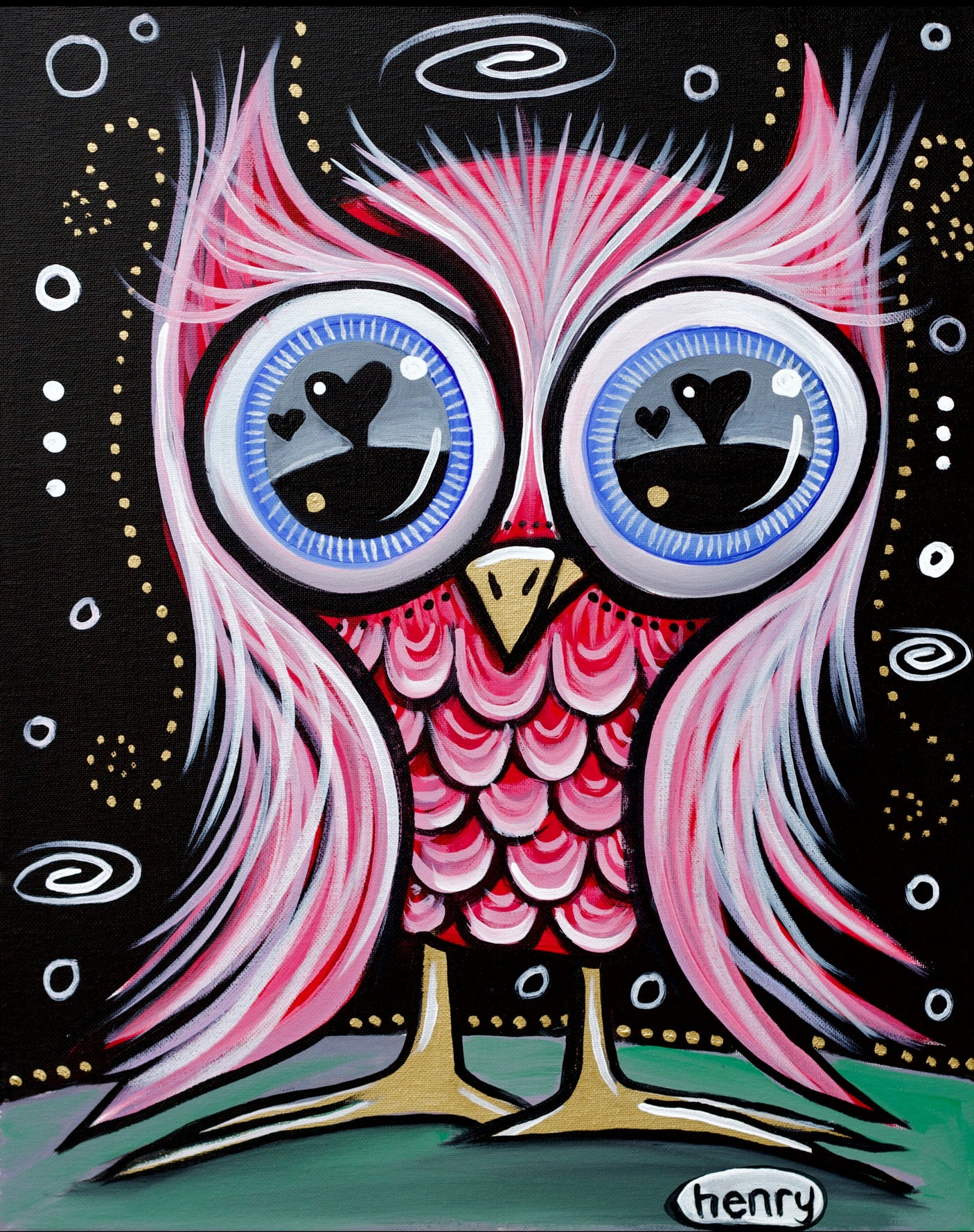 Owl with Love Eyes - Canvas Print