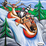 Rafting with Friends - Framed Canvas Print