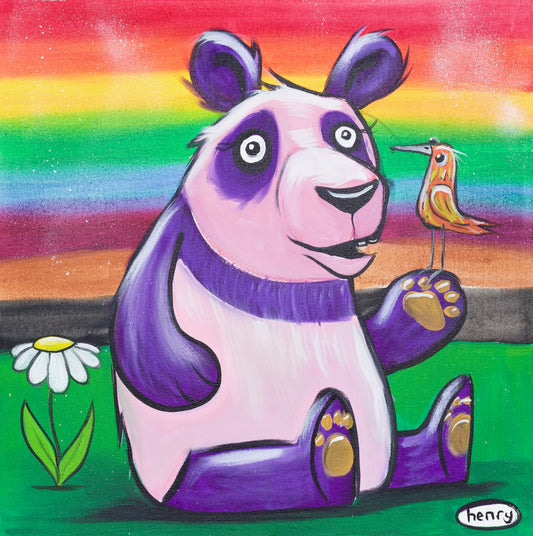 Rainbow Panda - Framed Canvas Print